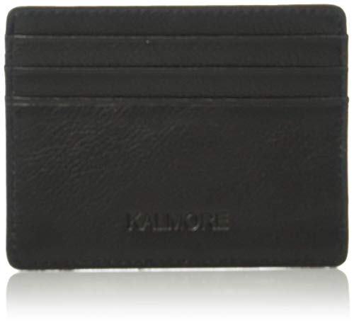 KALMORE Unisex-Adult's Petite Credit Card Holder Leather Slim Minimalist Wallet, black With Id window, Classic