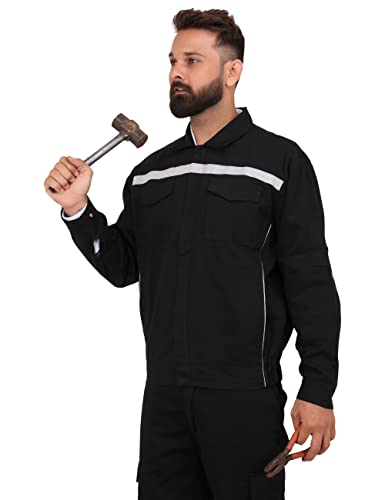 Image of CLUB TWENTY ONE Workwear Men's Safety Cotton Jacket with Reflective Piping