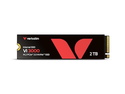 Verbatim Vi3000 NVMe M.2 SSD 2TB Internal SSD Drive with PCIe Gen 3 Interface, up to 3100MB/s Read Speed, Compact and Powerful for PC and Laptop, Black