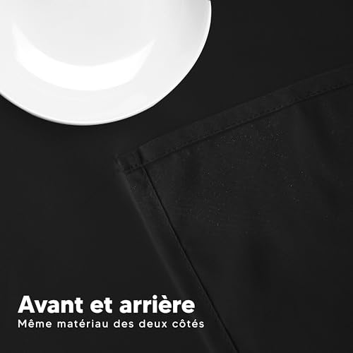 Nappe rectangulaire lavable en machine housse de table noire lot de 2 - 7