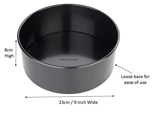 Tala Runder Tiefer Backform Performance, Herausnehmbarer Boden, Hochwertiger Karbonstahl mit Antihaftbeschichtung Eclipse, 25 cm; Ideal für Festtagstorten