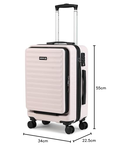 Image of Assembly Stark 20 Inch Cabin Trolley Bag Hard Shell Polycarbonate Suitcase with TSA Lock 8 Spinner Wheels Carry On Luggage Ivory