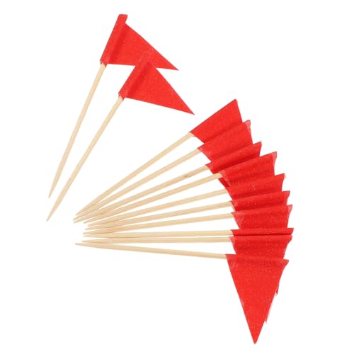 SOPOTUTU 60 Unidades Mini Banderas Rojas para Palillos Decorativos Resistentes Irrompibles para Marcar Cupcakes Aperitivos Eventos de Golf y Buffet con Espacio para Mensajes DIY