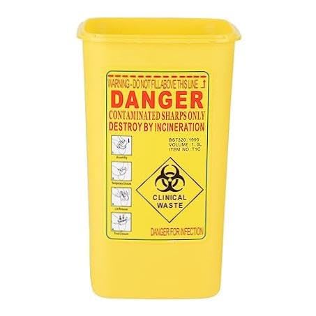 Miniatura 5 de Biohazard Sharps Container - 1L Tattoo Needle Disposal Box Plastic Sharp Disposal Container for Safe Bio Waste Biohazard Trash Can for Needle
