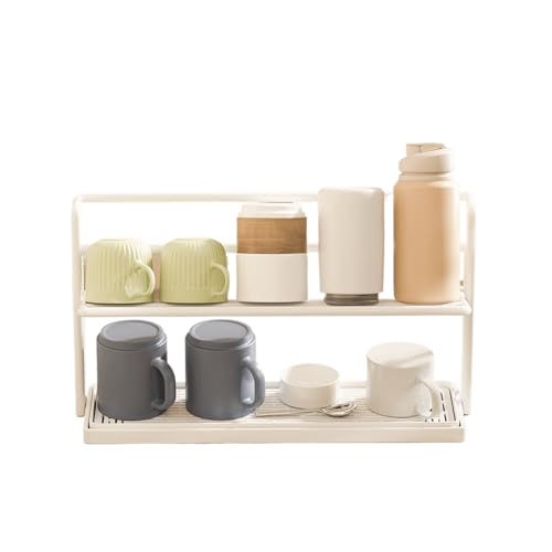 水筒 スタンド ボトルスタンド 水筒 収納ラック 水切りラック ウォーターボトル乾燥ラック カップ キッチン収納 置き立て 乾燥 スペースを節約 排水トレイ付き幅40×高さ19.5×奥11.5CM (ホワイト)