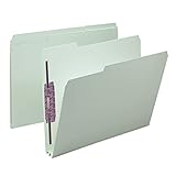 Smead Pressboard Fastener File Folder with SafeSHIELD Fasteners, 2 Fasteners, 1/3-Cut Tab, 2' Expansion, Letter Size, Gray/Green, 25 per Box (14934)