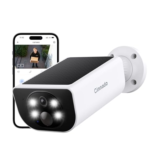 Cinnado 2K Camera Surveillance WiFi Exterieure sans Fil - Camera Exterieur sans Fil Solaire avec Panneau Solaire Intégré, 2.4GHz, Audio Bidirectionnel,...