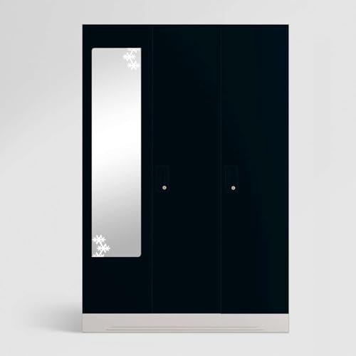 Image of Interio by Godrej Almirah Slimline 3-Door Steel Almirah, Cupboard for Clothes (Pacific Blue), 1-Year Warranty, 7 Shelves, 1 Locker, Star Design Mirror