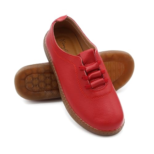 Zerimar Zapatos Cordones para Mujer - Calzado Elegantes y Cómodas - Calzado Femenino con Estilo y Confort - Rojo, Talla 41