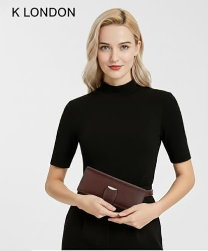 K London Stylish Maroon Long Women Purse Wallet Clutch with Loop Closure & 2 Zipped Pockets - AZ01_Leather_Maroon