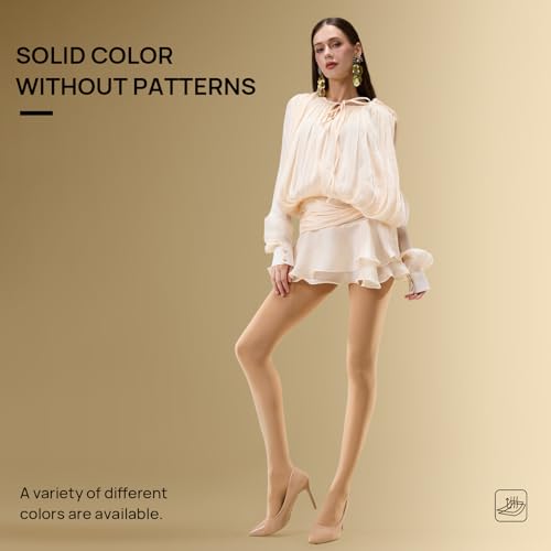 Image of MANZI Microfibre Tights for Women, Semi Opaque Solid Colored Footed Pantyhose 70 Denier