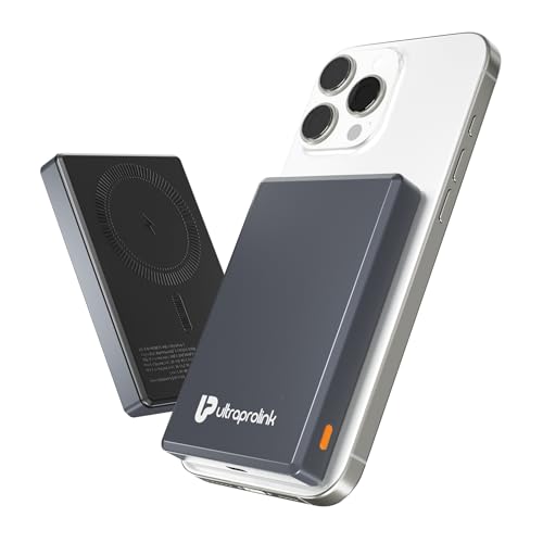 Image of UltraProlink 10000 mAh Slimmest Wireless Magnetic Mag-Safe Power Bank | 22.5W Type C Port with PD-PPS Support | Charging for iPhone Series 16,15,14,13 | Made in India | Grey | Juice-Up Mag 4
