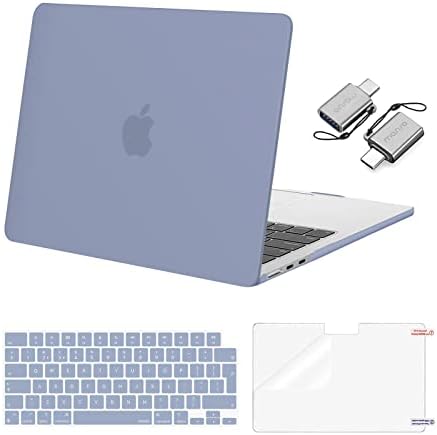MOSISO Compatible with MacBook Air 13.6 inch Case 2023 2022 M2 A2681 Chip with Liquid Retina Display Touch ID, Plastic Hard Shell&Keyboard Cover&Screen Protector&Type C Adapter 2 Pack, Black