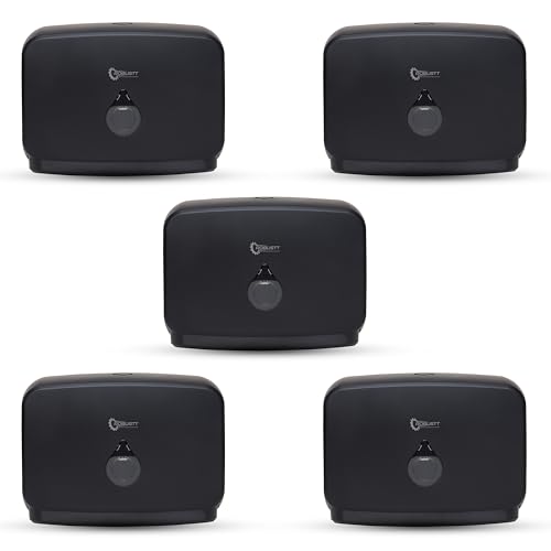 Image of Robustt Wall-Mounted V /N /M Fold Paper Hand Towel Dispenser - Black (with Adhesive Hooks) | Large Capacity | Durable ABS Material | Water-Resistant | Push Button Lock (Pack of 5)