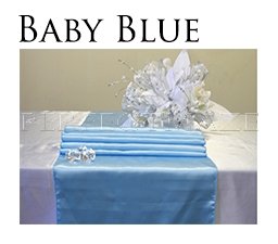 Perfectmaze 12"x108" (Inch) Satin Table Runner Wedding Party Decoration 20 Colors+ (Baby Blue)