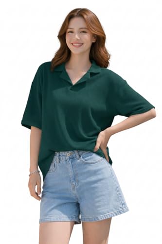 Image of Zilcon Oversized Tshirts for Women V-Neck Summer Short Sleeve Casual Loose Top