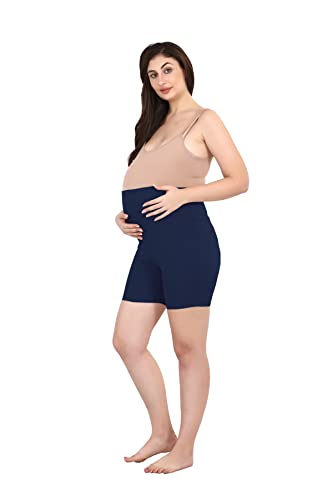 Image of Women's Cotton Maternity Shorts Over The Belly for Pregnant Women for Pre & Post Pregnancy