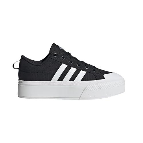 adidas Women's Bravada 2.0 Platform Skate Shoe, Black/White/Black, 8