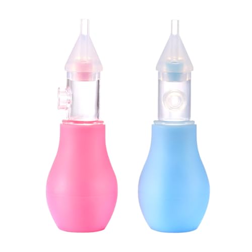 YAZWUR Aspirateur Nasal Manuel pour Bébé, Nettoyeur de Nez pour Nouveau-nés et Tout-Petits, Nez Bouché ou Qui Coule (Rose & Bleu)