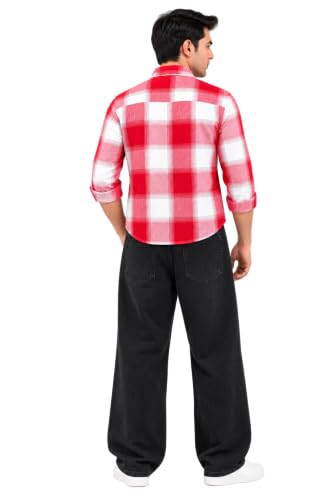 KULAKAS Men's Red & White Checked Shirt with Black Jeans Set - Image 6