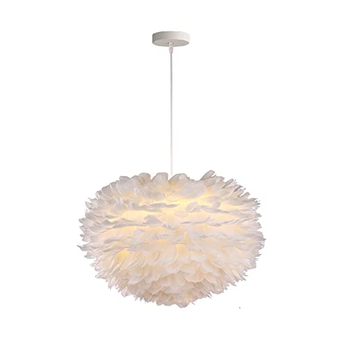 Surpars House White Feather Chandelier Beautiful Pendant Light For Bedroom,Living Room,Girls Room #TOP11