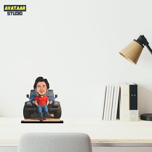 Image of Personalized Gift for Wife, Husband, Girlfriend, Boyfriend, Friends Character Caricature Photo Frame Unique Design Customized Gift for Friends & Family (Thar-Boy, 7 Inches)