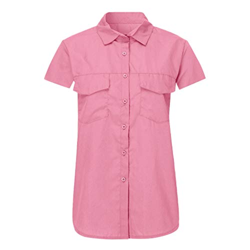Blusa feminina Limsea com estampa solta e botão, 4 - Pink, X-Large