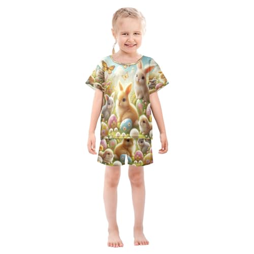 Rabbit Butterfly Easter Egg Pajama Set Short Sleeve Summer Pajamas Shorts Sets PJ Clothes Set Soft 5Y3