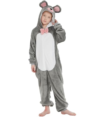 ABENCA Mouse Onesie Kids Costume Animal Girls One Piece Pajamas Cosplay Halloween Christmas.Black Mouse.120