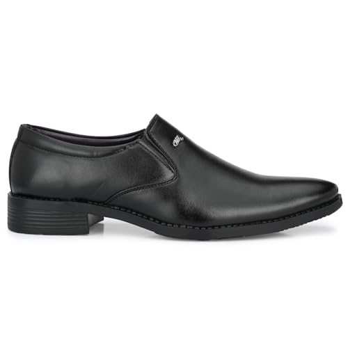 Image of Leatherkraft Stacked Heel Slip-On Formal Shoes