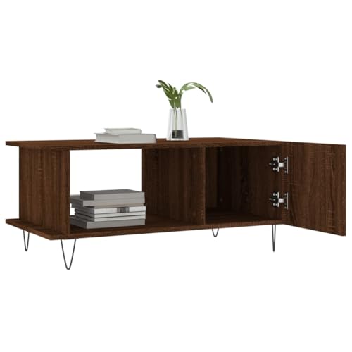 Table basse de salon ShGaxin robuste en chêne marron 90x50x40cm - 5