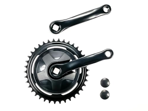 Generisch Fahrrad Kurbelgarnitur 1 Fach 38 Zähne Kurbellänge 127mm Kettenschutzring schwarz