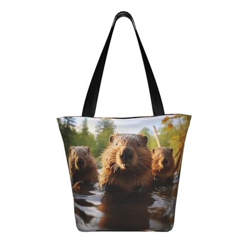 beaver working1 Print Comfortable Shoulder Bag Summer HandbagTravel Beach Work Daily Use Versatile Carry3
