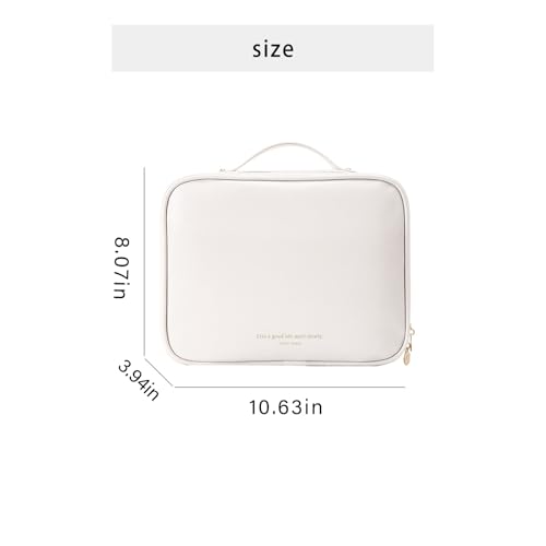 RIGHT AWAY Travel Toiletry Bag for Women, Makeup Bag& Cases, Waterproof Makeup Organizer Cosmetic Bag with Compartments,Portable Make Up Bag for Travel Size Toiletries,Skincare,Brushes Set,White - Image 3