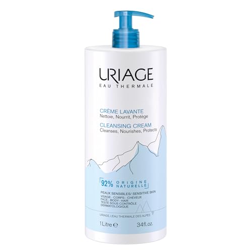Uriage Cleansing Cream 1L - Moisturizing Body Cleanser with Shea Butter - 2-in-1 Cleansing & Nourishing - Face Body & Hair - 92% Natural Origin Paraben & Soap-Free - Physiological pH