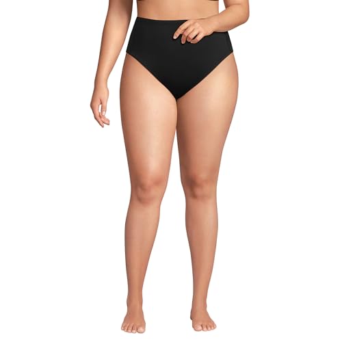Lands' End Women's Tugless Quickdry High Waisted High Leg Bikini Bottoms