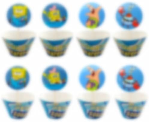 12pc sponge Cupcake Topper and Cupcake Wrapper Picks Boy Children Party Decoration Kid's Birthday Party Decoration Supplies.