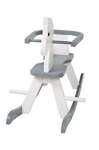 Roba Schommelpaard, 6918 W, massief hout, wit, grijs, schommelstoel meegroeiend voor baby's en peuters door afneembare… - Afbeelding 5