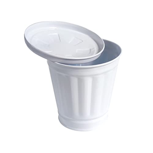 Image of Mini Trash can & Iron Garbage can Pencil Cup Holder 2pcs (White)