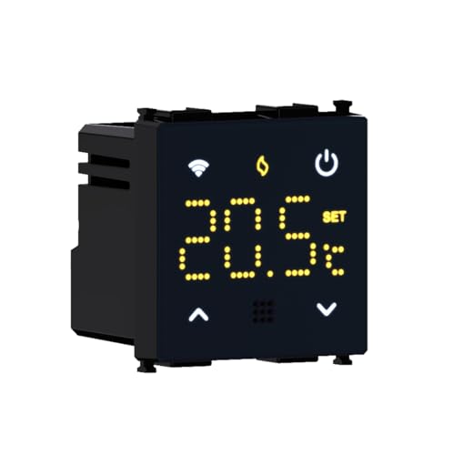 Elektronova Cronotermostato connesso WIFI TUYA da incasso modulo programmabile 2P 240V display touch retroilluminato colore nero compatibile su supporti Bticino Living
