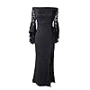 VFSHOW Womens Floral Lace Off Shoulder Bell Sleeve Formal Party Maxi Dress 1810 BLK L