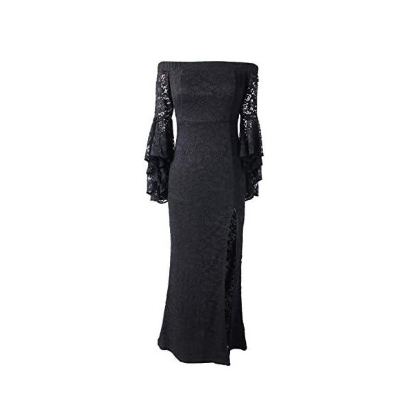 VFSHOW Womens Floral Lace Off Shoulder Bell Sleeve Formal Party Maxi Dress 1810 BLK L