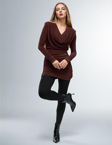 Image of KBVOT Fleece Lined Tights Women Sheer Warm Pantyhose Leggings Fake Translucent Thermal Winter Thick Tights for Dresses