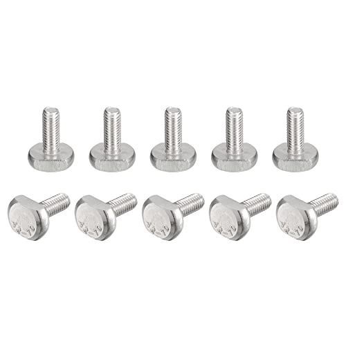 uxcell T-Slot Bolts, 10pcs M6x16mm T Slot Drop-in Stud Sliding Bolts 304 Stainless Steel T Shape Screws for T Track