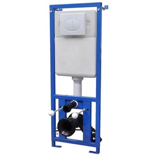 vidaXL Concealed High Cistern for Wall-Hung Toilets - Space-Saving, Dual Flush System, Painted Steel Frame and HDPE Water Tank, Includes Mounting Kit for Easy Installation