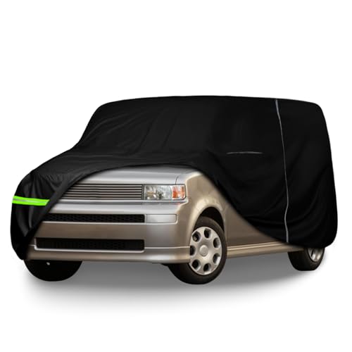 Waterproof Car Cover Compatible with 2003-2007 Toyota/Scion xB, All Weather 300D Oxford Cloth with Inside Cotton Liner Car Covers with Zipper Door & Lock for Snow Rain Protection