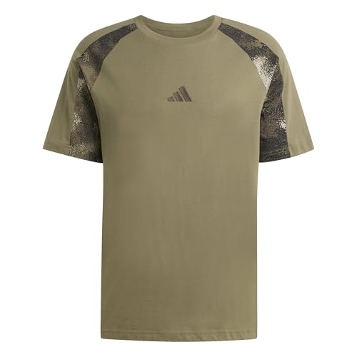 adidas Men's CAMO T-Shirt, Olive strata/Multicolor, L