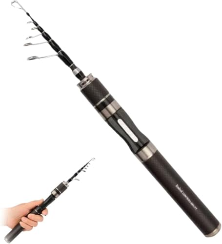 伸縮式 ルアーロッド 1.5/1.65/1.8M 【UL調整/超ショートミニマイクロロッド】 ブラックストレートハンドル カーボン素材 軽量 ポータブル コンパクトロッド 渓流 トラウト タナゴ 小物釣り (ブラックストレートハンドル,1.8M)