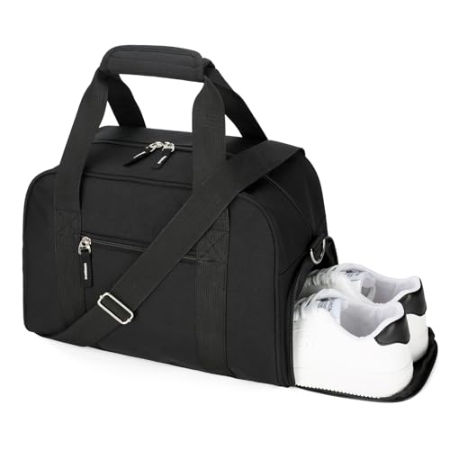 SeaRock 14 inch Small Gym Bag for Men & Women, Mini Duffle Bag with Shoe Compartment, Carry On Duffel Bag for Travel Sports, Black