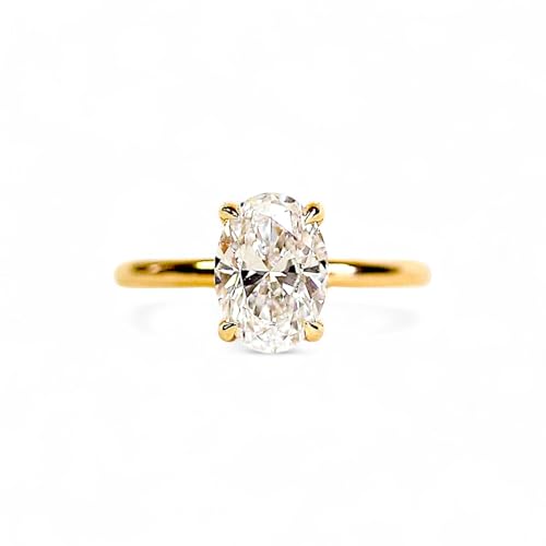 2.5 Ct Oval Cut Moissanite Engagement Ring, 14K Yellow Gold Anniversary Ring, Hidden Halo Wedding Ring, Promise Ring, Gift for Her